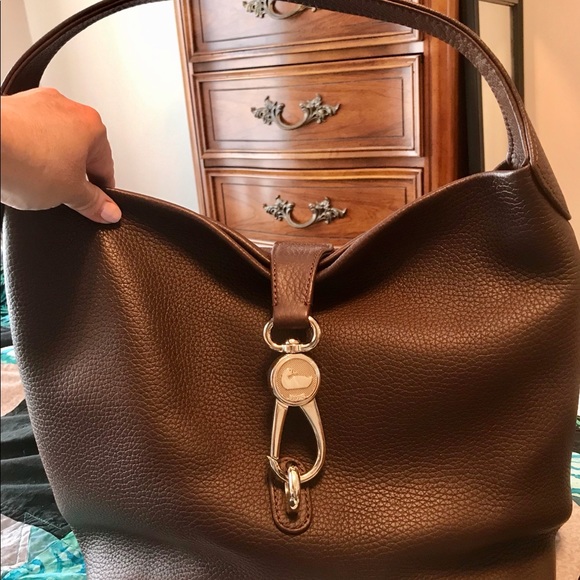 Dooney & Bourke Handbags - Dooney & Bourke Pebbled Leather Logo Lock Hobo
